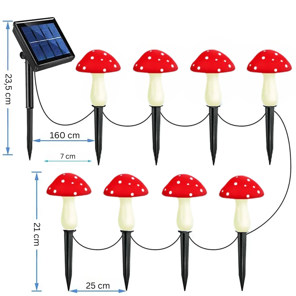 Leuchtstil - Piluma Solar LED Pilze für Garten & Terrasse (8 Stück)
